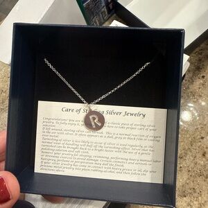 QVC Sterling Silver Necklace with Brown Pendant